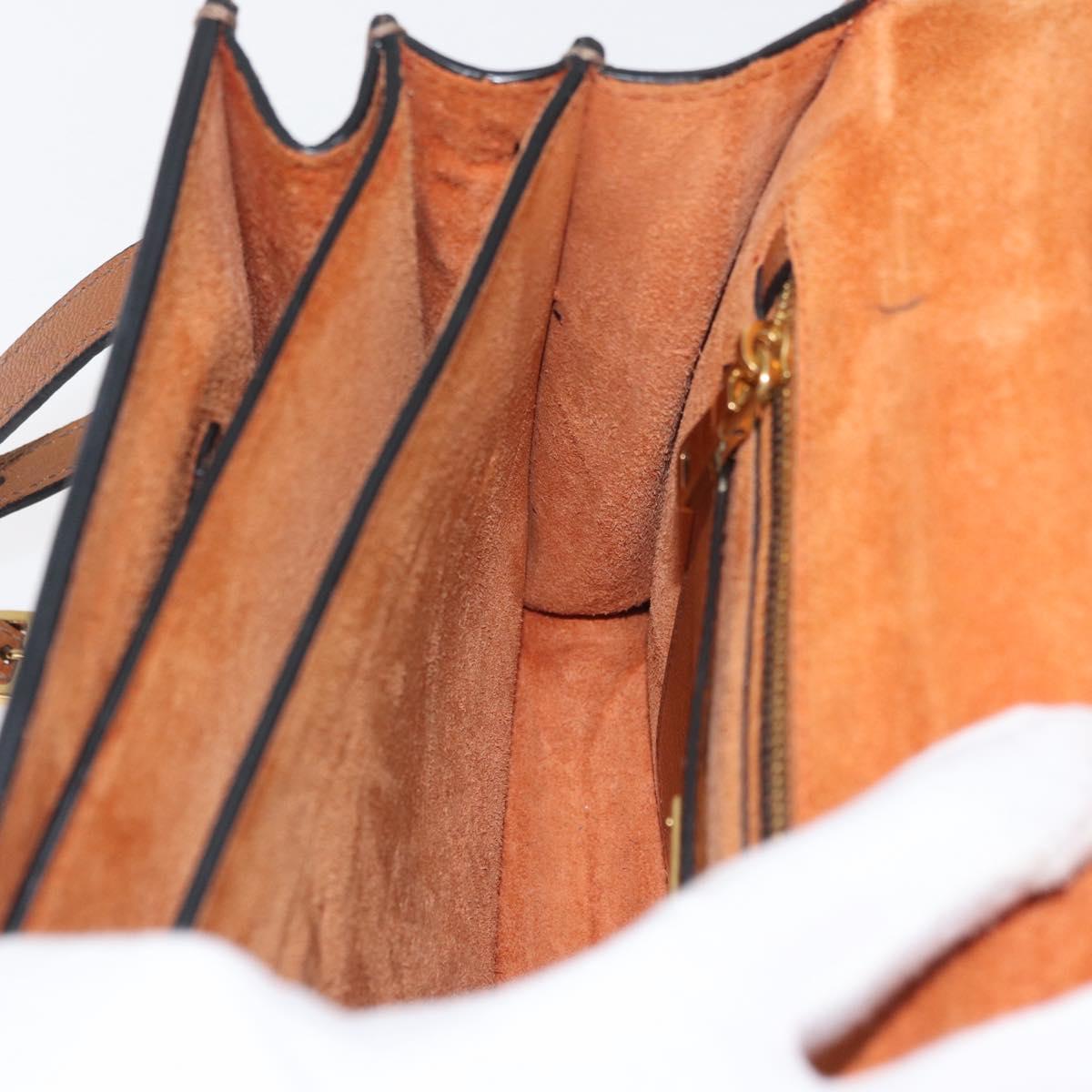 Miu Miu Shoulder Bag Leather Orange Gold Auth sw621