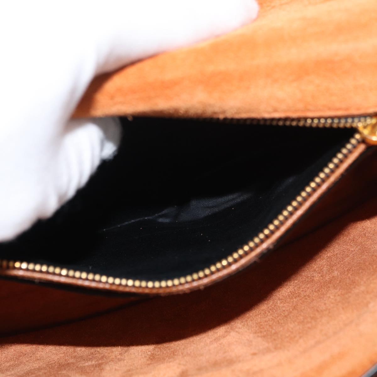 Miu Miu Shoulder Bag Leather Orange Gold Auth sw621