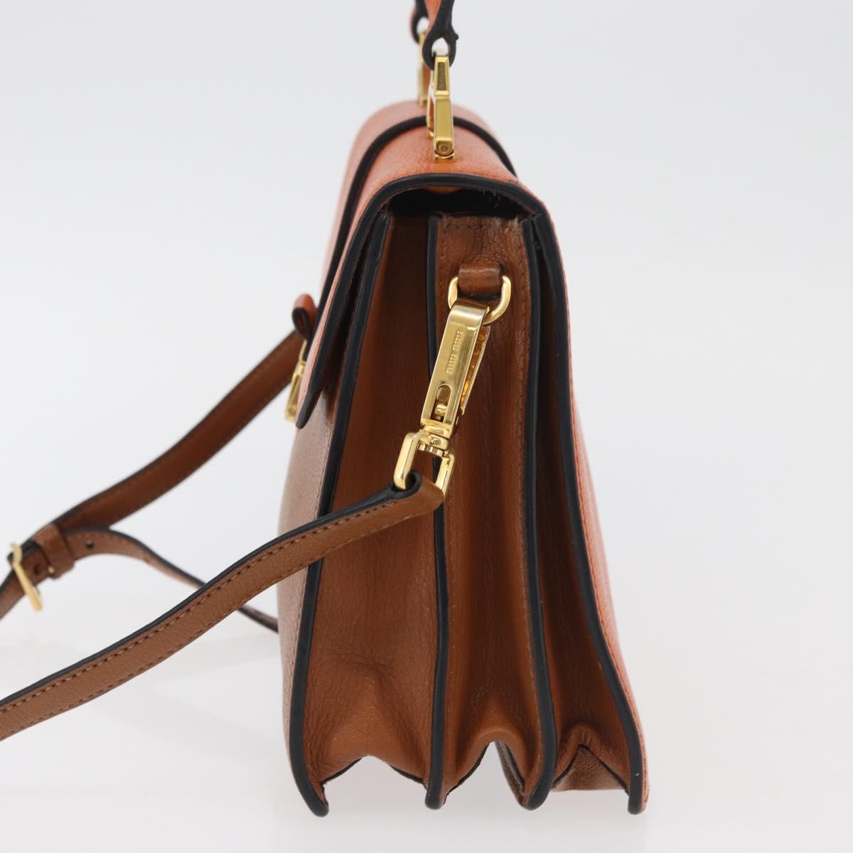 Miu Miu Shoulder Bag Leather Orange Gold Auth sw621