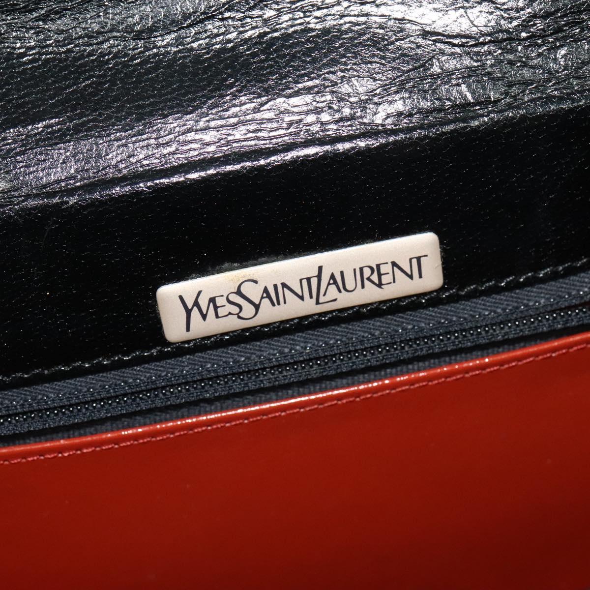 SAINT LAURENT Shoulder Bag Leather Black Silver Auth sw623