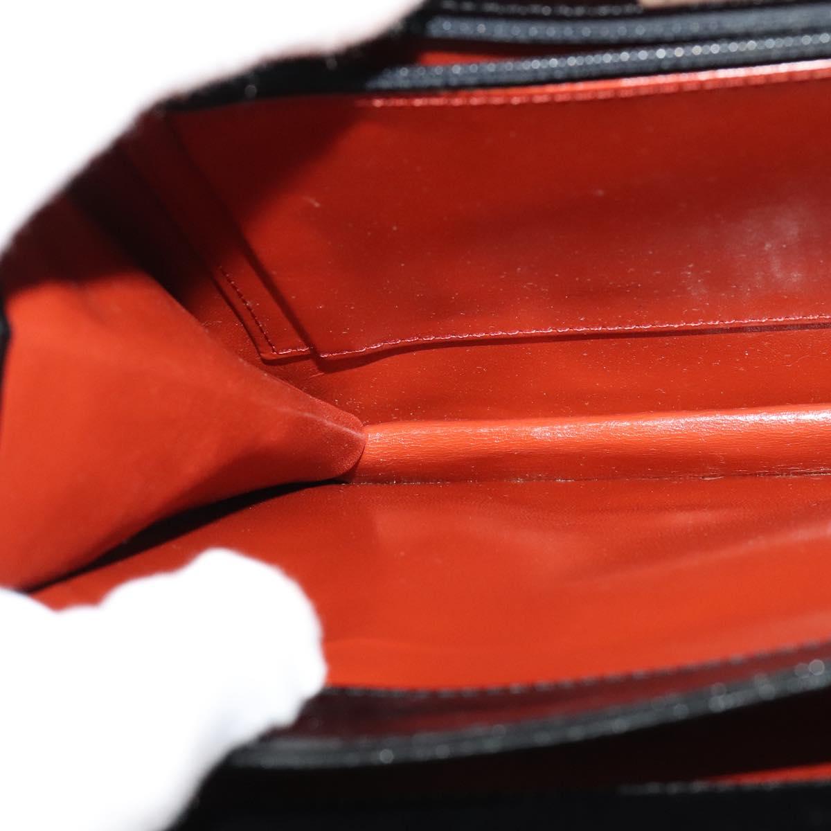 SAINT LAURENT Shoulder Bag Leather Black Silver Auth sw623