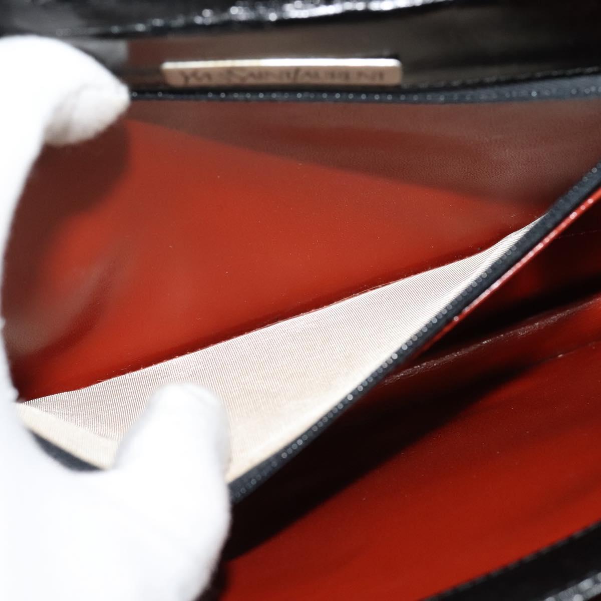 SAINT LAURENT Shoulder Bag Leather Black Silver Auth sw623