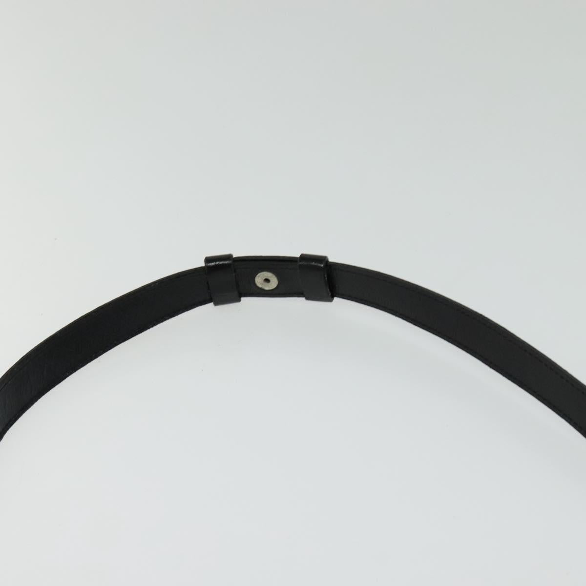 SAINT LAURENT Shoulder Bag Leather Black Silver Auth sw623