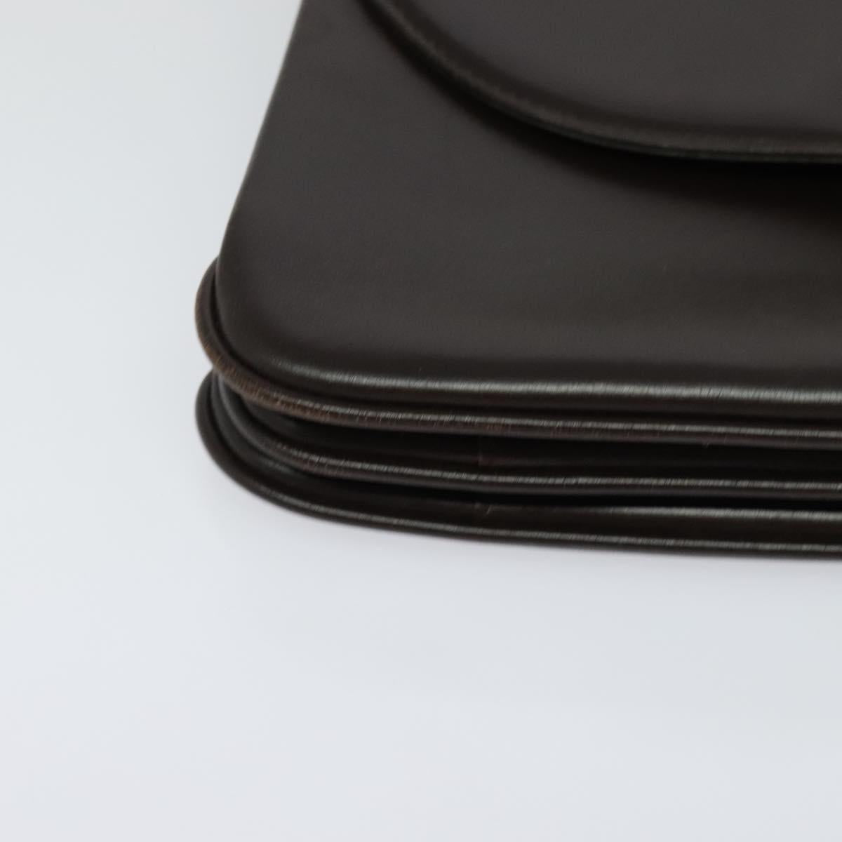 BALLY Shoulder Bag Leather Brown Gold Auth sw625