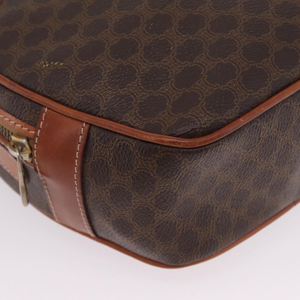 CELINE Macadam Canvas Shoulder Bag PVC Leather Brown Gold Auth sw634
