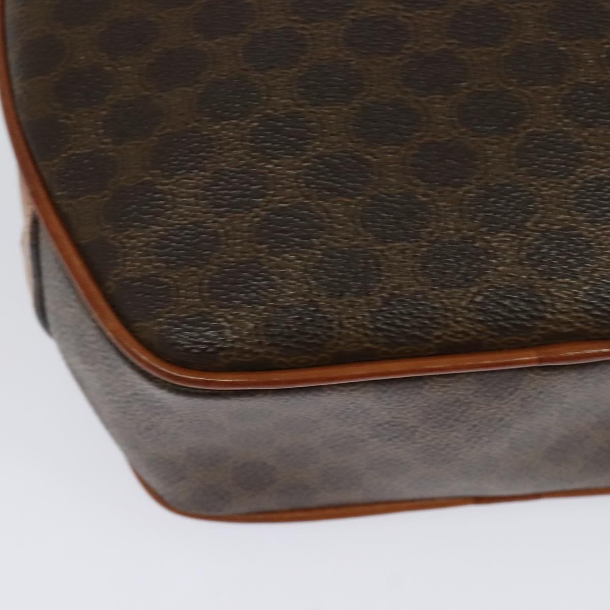 CELINE Macadam Canvas Shoulder Bag PVC Leather Brown Gold Auth sw634