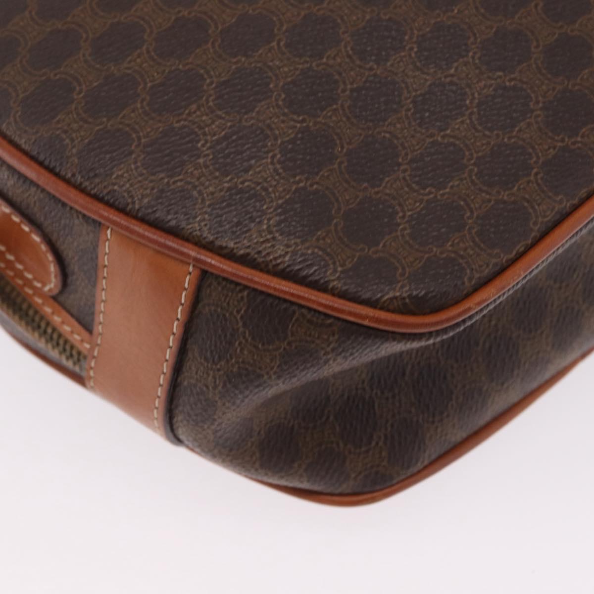 CELINE Macadam Canvas Shoulder Bag PVC Leather Brown Gold Auth sw634