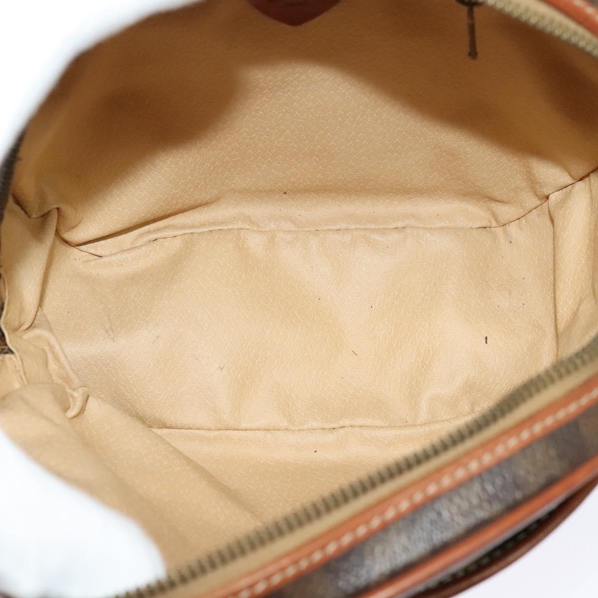 CELINE Macadam Canvas Shoulder Bag PVC Leather Brown Gold Auth sw634