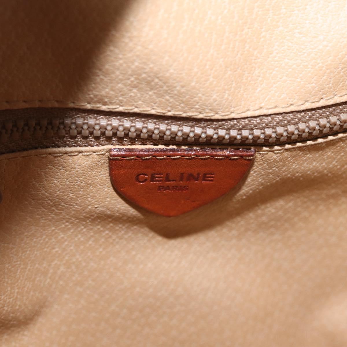 CELINE Macadam Canvas Shoulder Bag PVC Leather Brown Gold Auth sw634