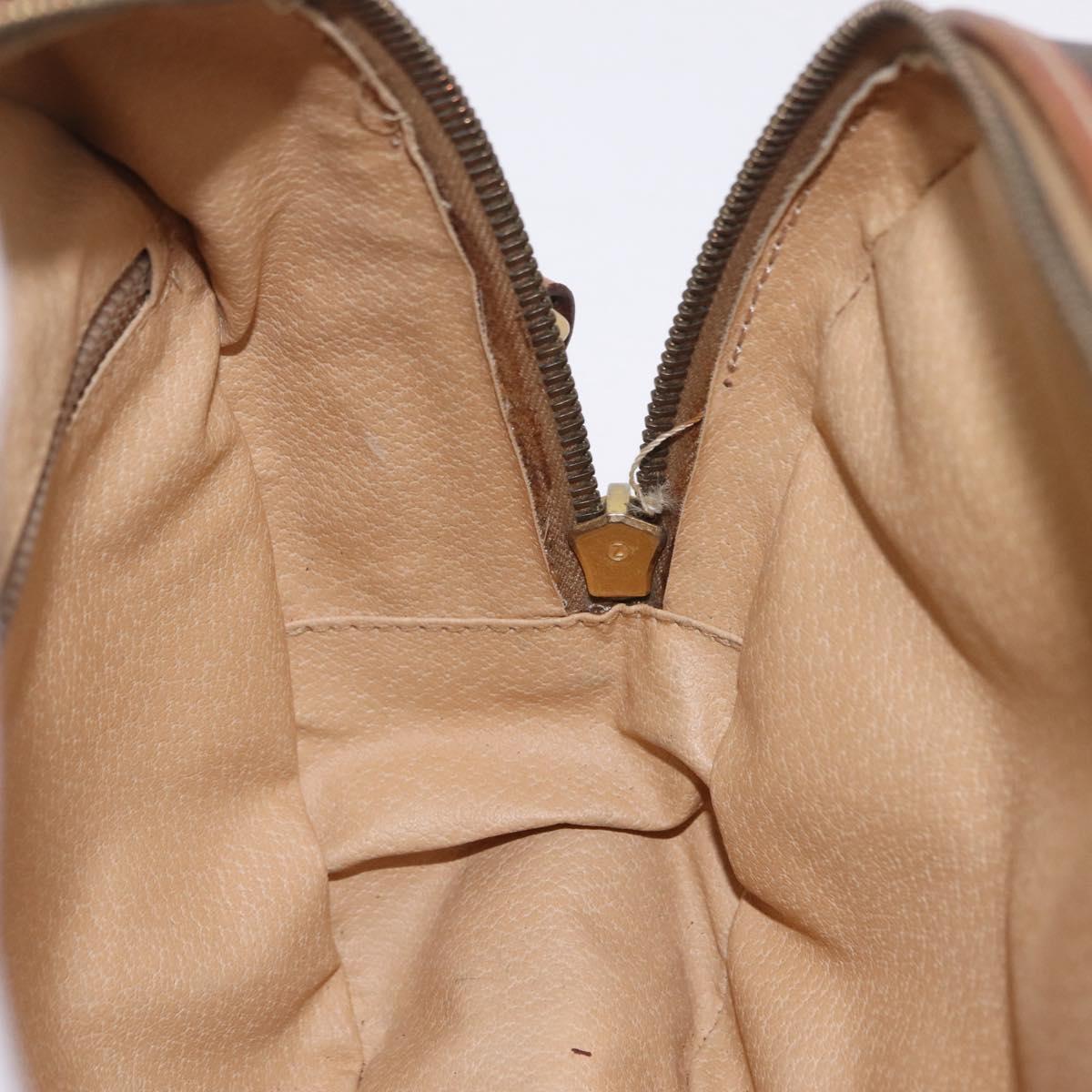 CELINE Macadam Canvas Shoulder Bag PVC Leather Brown Gold Auth sw634