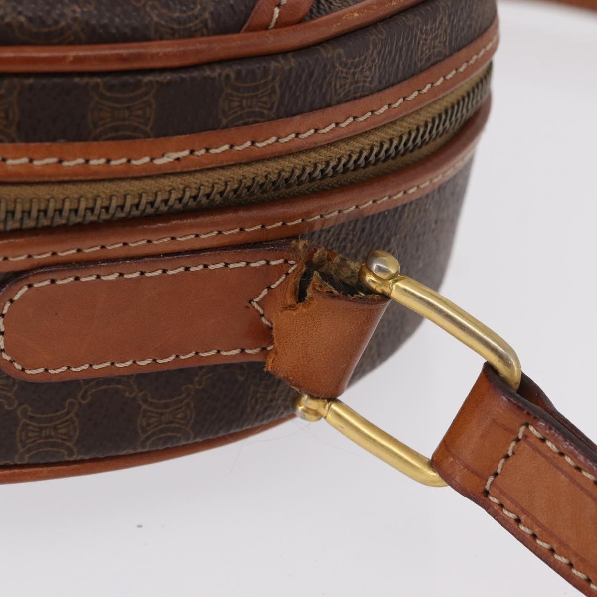 CELINE Macadam Canvas Shoulder Bag PVC Leather Brown Gold Auth sw634