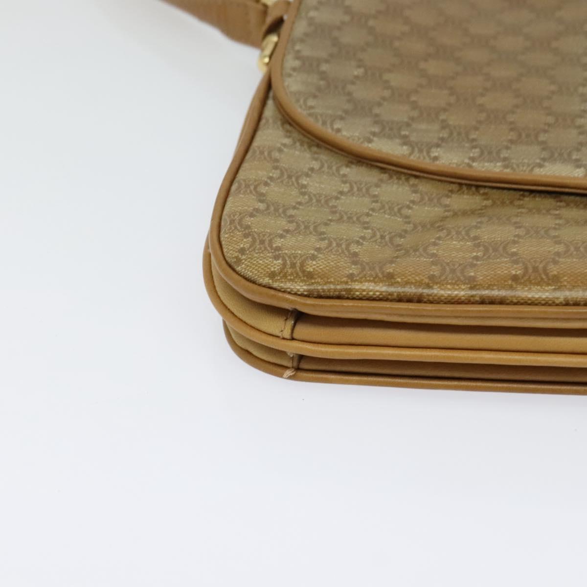 CELINE Macadam Canvas Shoulder Bag PVC Beige Gold Auth sw637