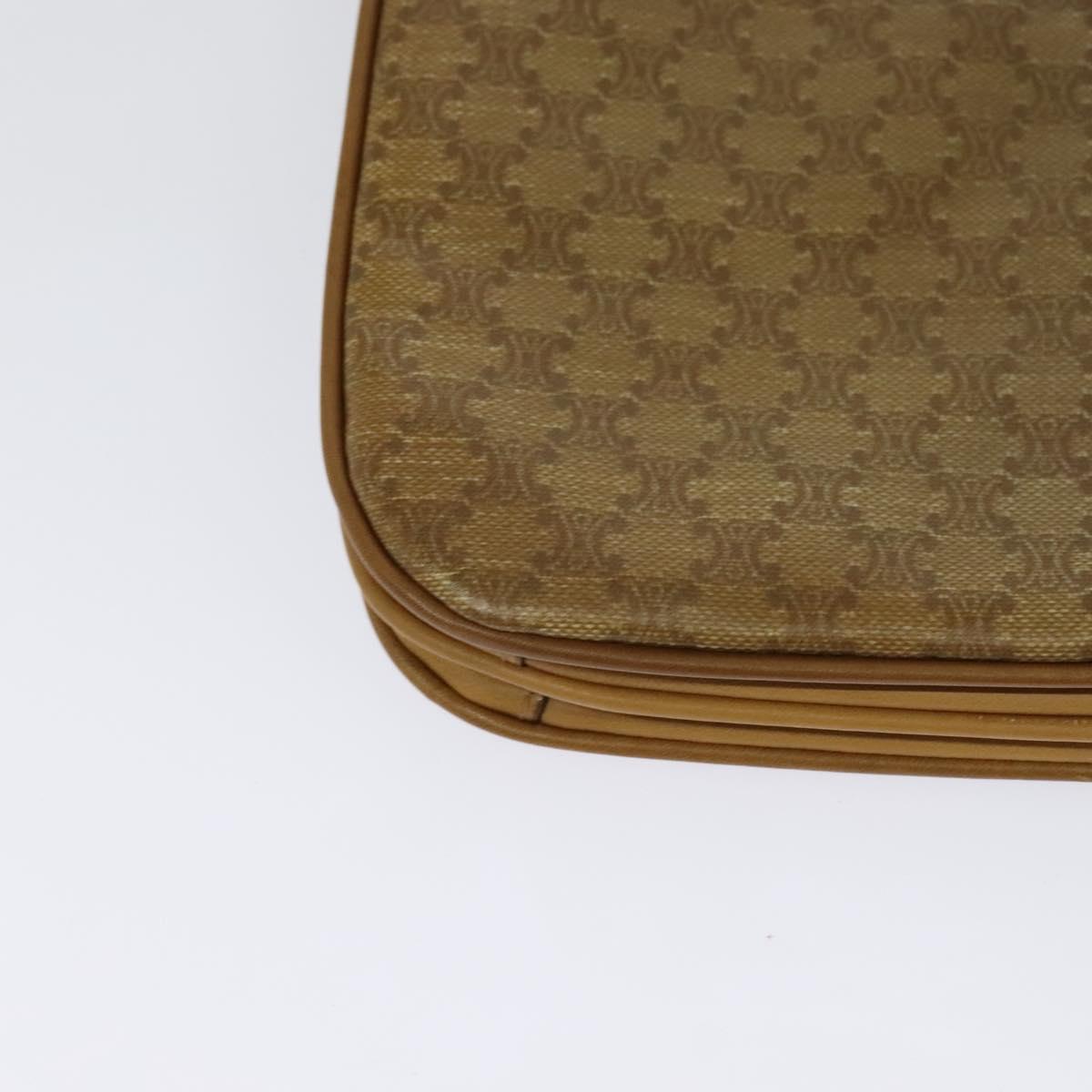 CELINE Macadam Canvas Shoulder Bag PVC Beige Gold Auth sw637