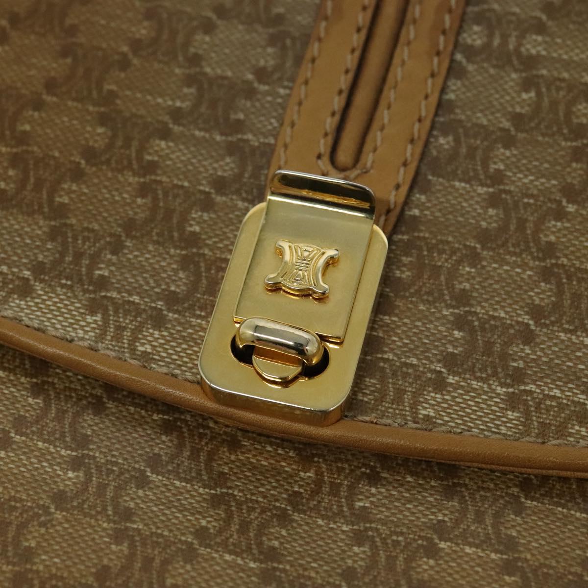 CELINE Macadam Canvas Shoulder Bag PVC Beige Gold Auth sw637