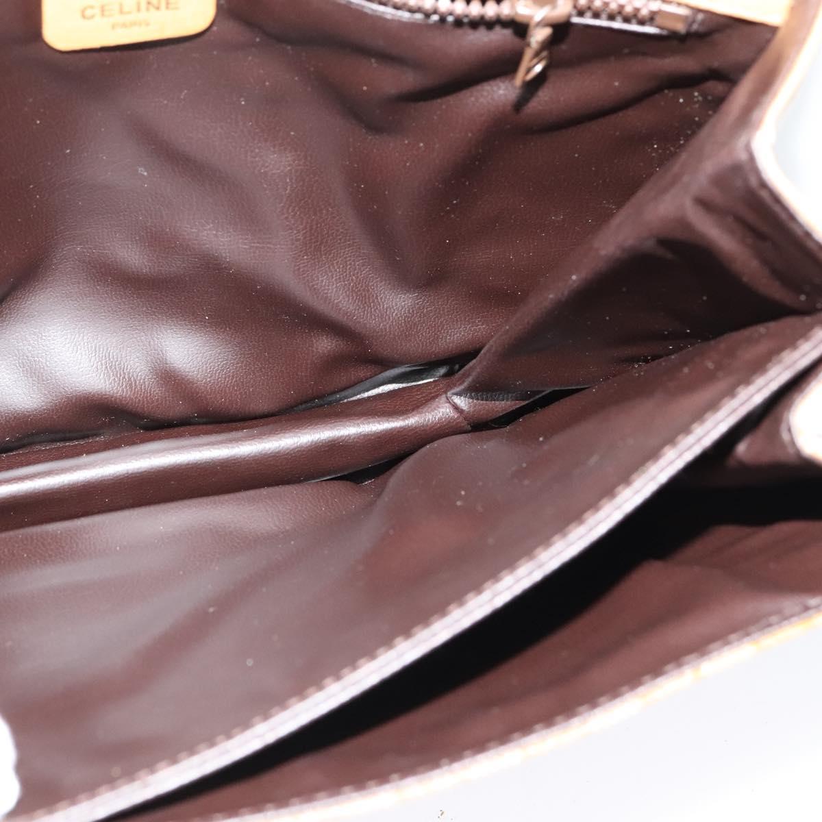 CELINE Macadam Canvas Shoulder Bag PVC Beige Gold Auth sw637