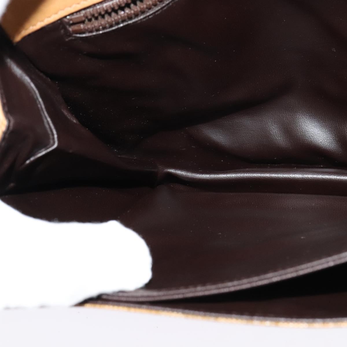 CELINE Macadam Canvas Shoulder Bag PVC Beige Gold Auth sw637