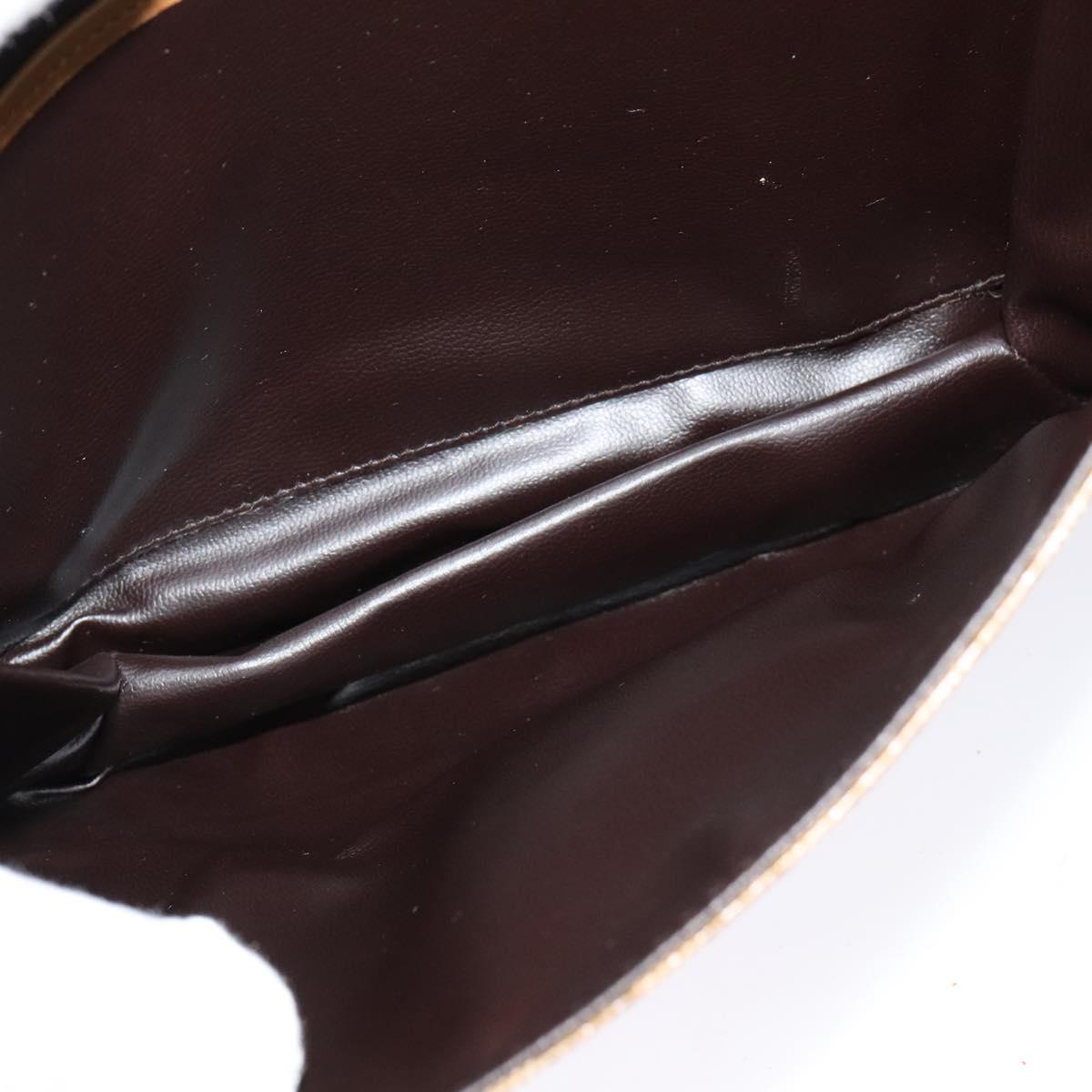 CELINE Macadam Canvas Shoulder Bag PVC Beige Gold Auth sw637