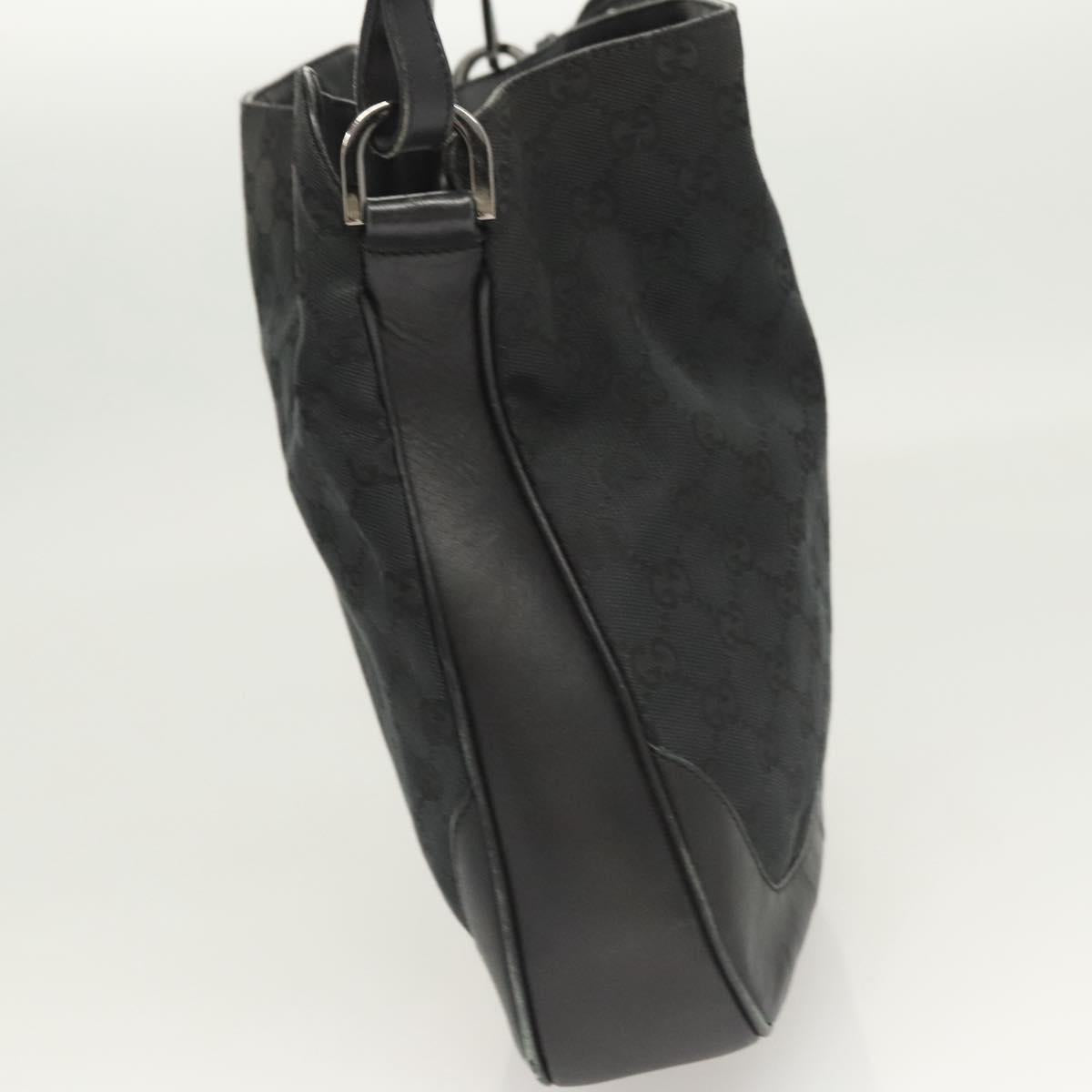 GUCCI GG Canvas Bamboo Hand Bag 2way Black Silver 001 4095 Auth sw640