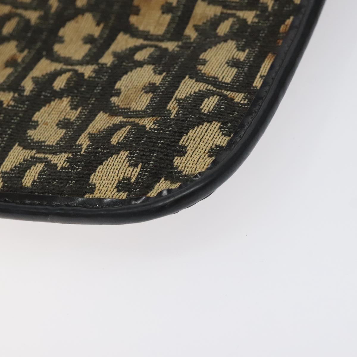 Christian Dior Trotter Canvas Clutch Bag Navy Gold Auth sw646