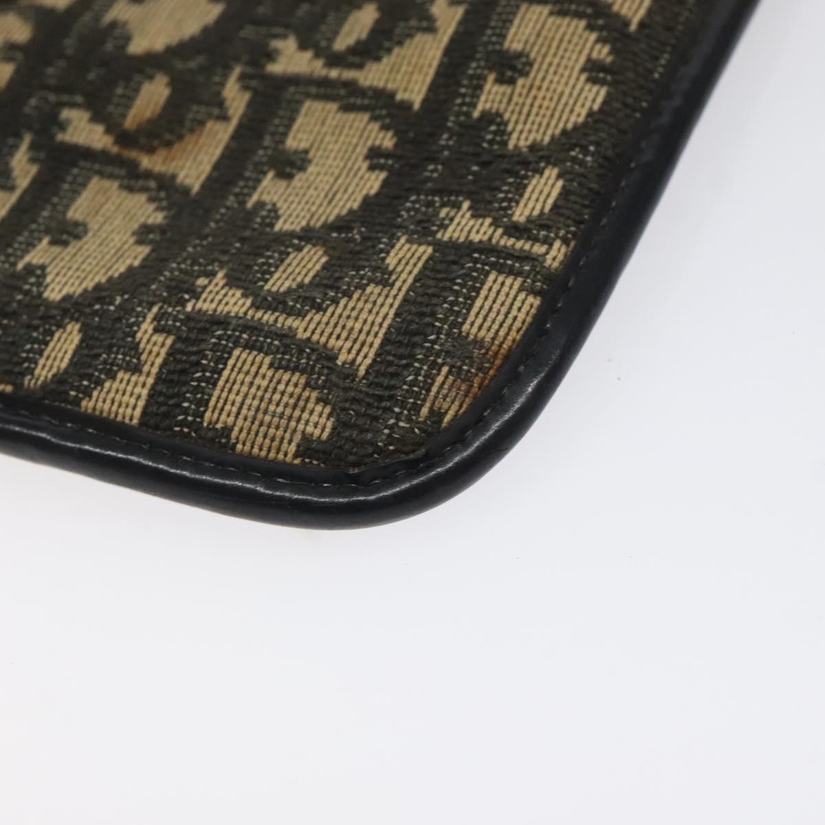 Christian Dior Trotter Canvas Clutch Bag Navy Gold Auth sw646