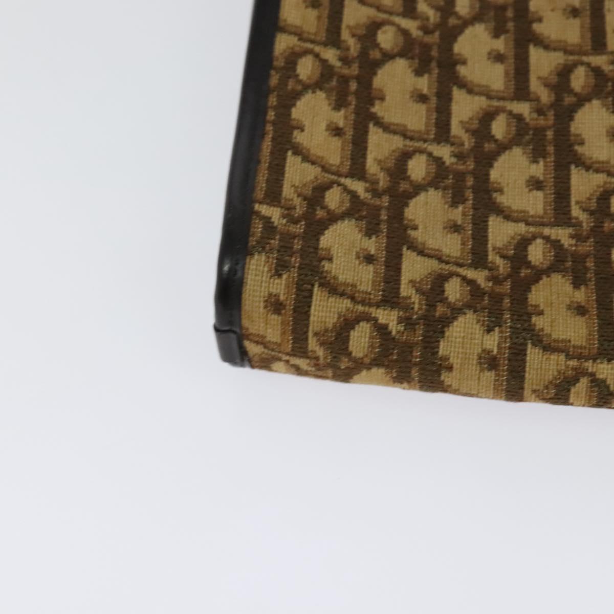 Christian Dior Trotter Canvas Shoulder Bag Brown Gold Auth sw647