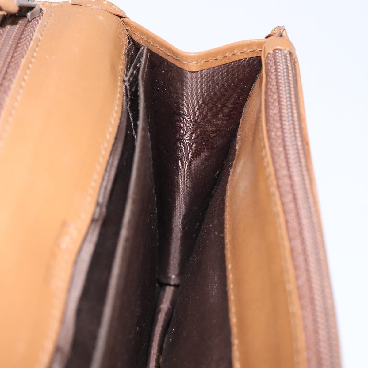 Christian Dior Hand Bag Leather Brown Gold Auth sw648