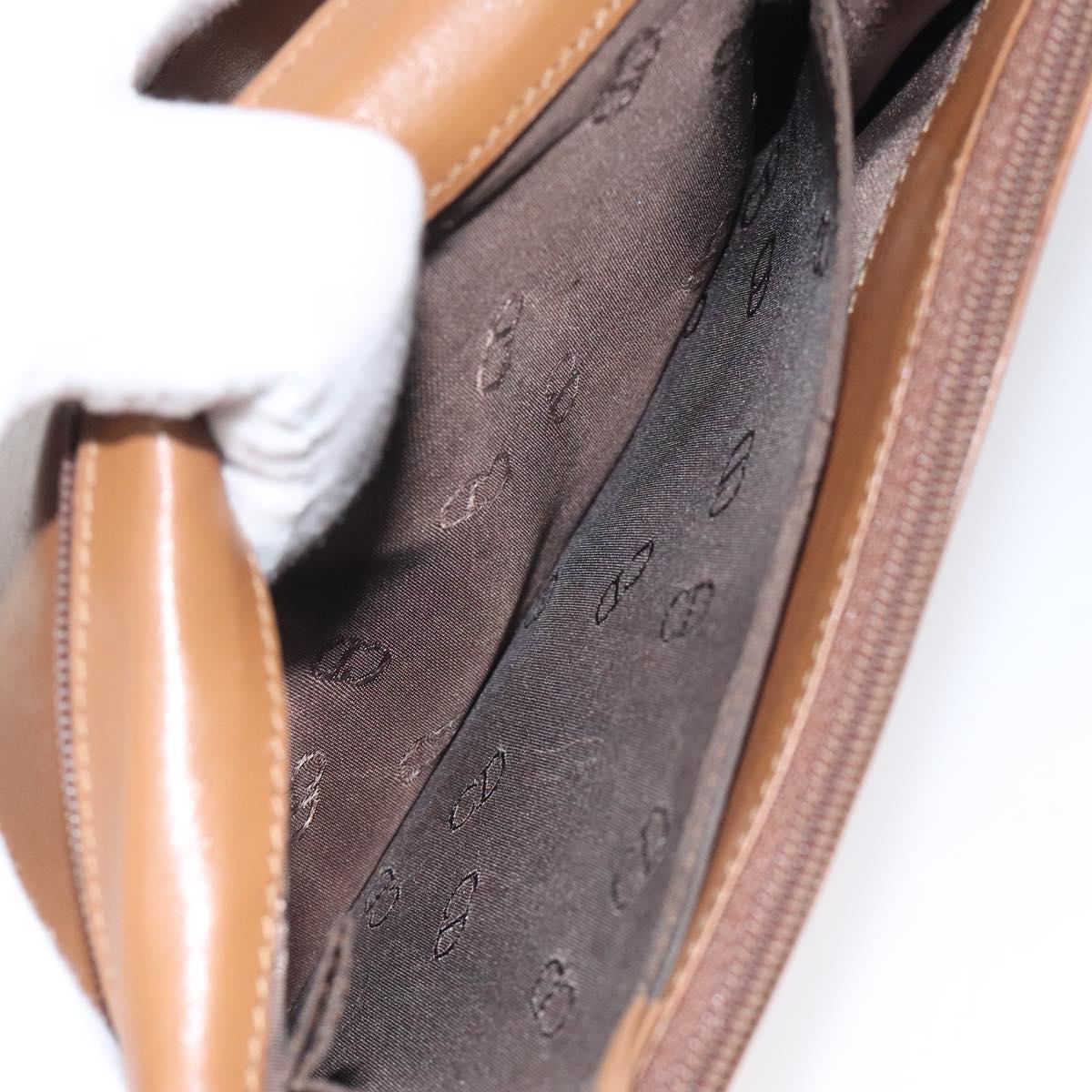 Christian Dior Hand Bag Leather Brown Gold Auth sw648