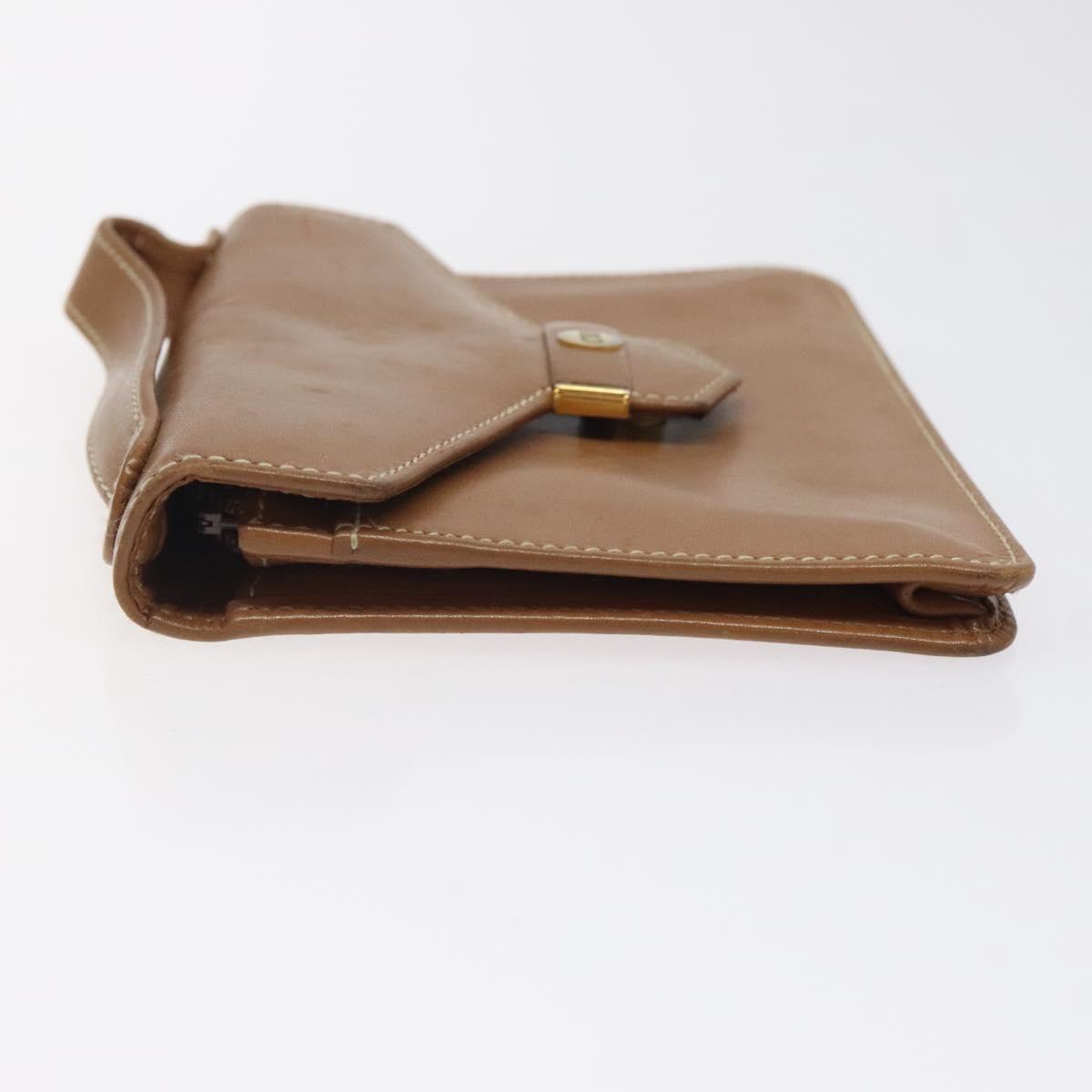 Christian Dior Hand Bag Leather Brown Gold Auth sw648