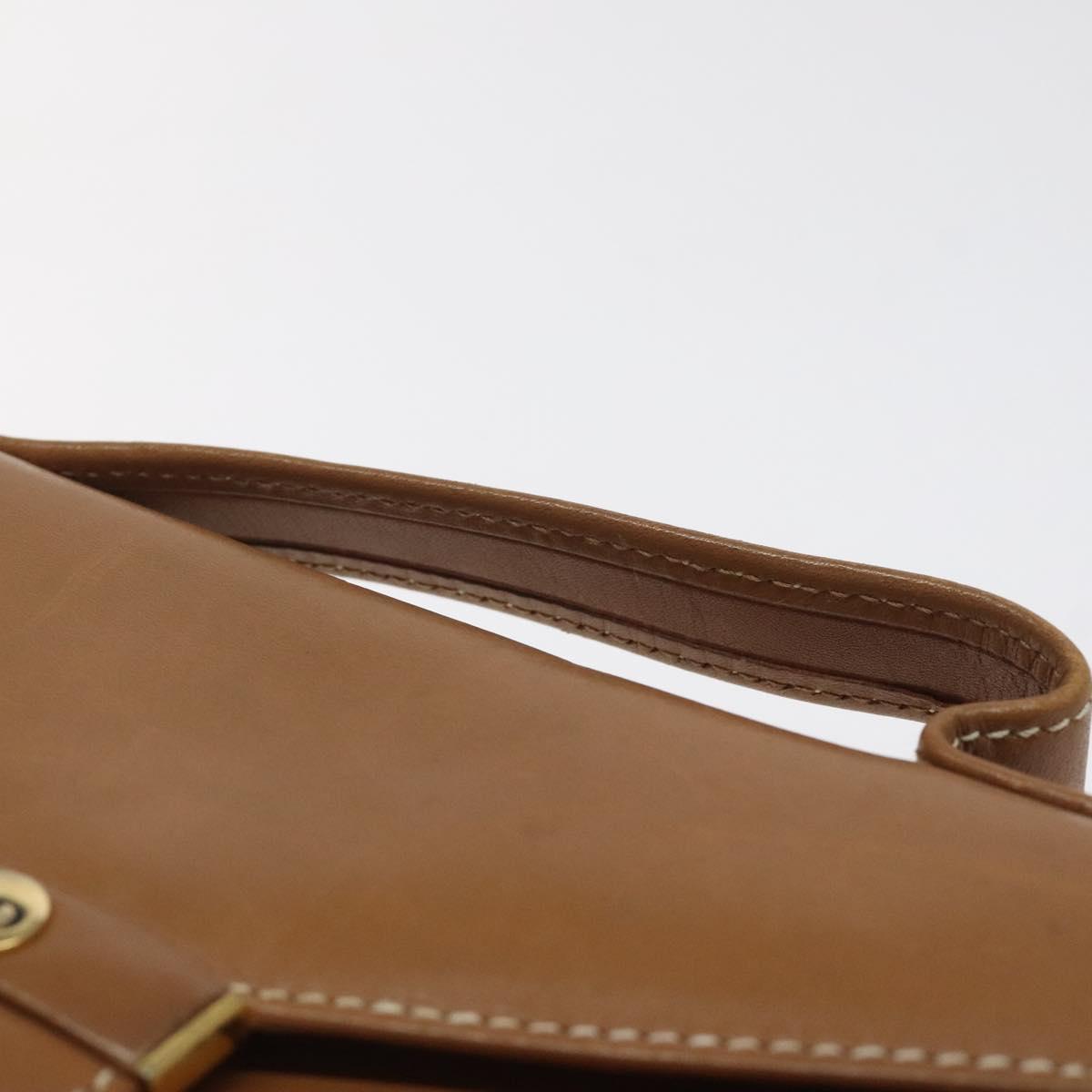 Christian Dior Hand Bag Leather Brown Gold Auth sw648