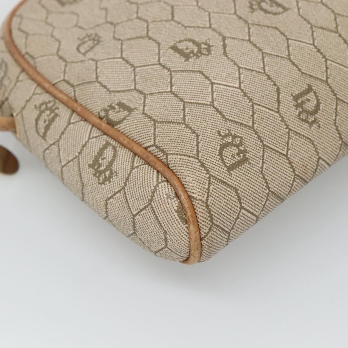 Christian Dior Honeycomb Canvas Shoulder Bag PVC Beige Gold Auth sw649