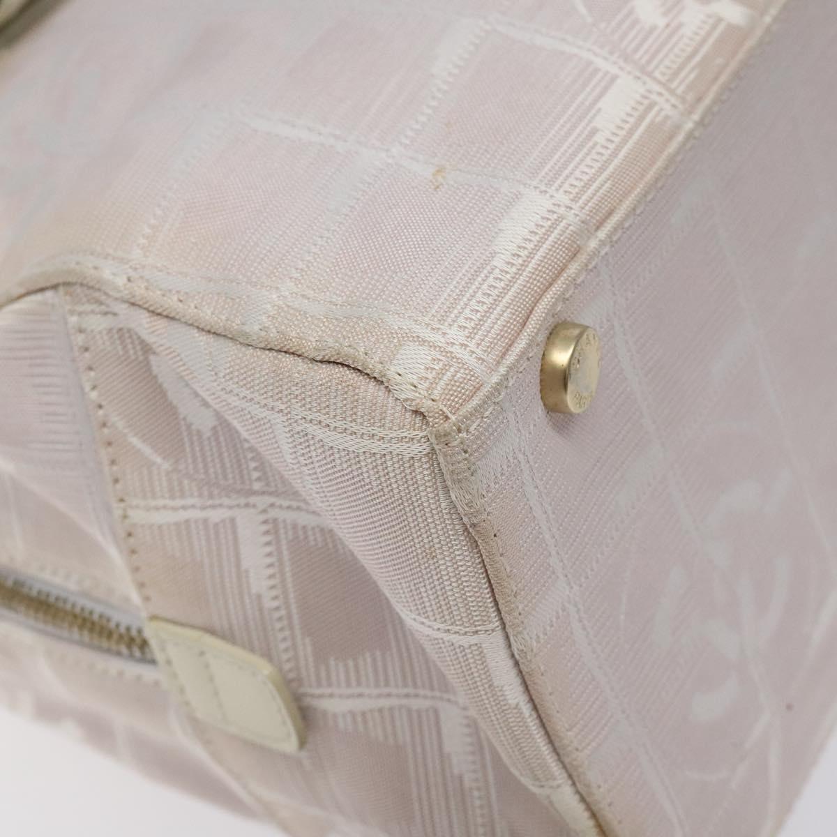 CHANEL New Travel Line Hand Bag Nylon Pink Silver CC Auth sw653