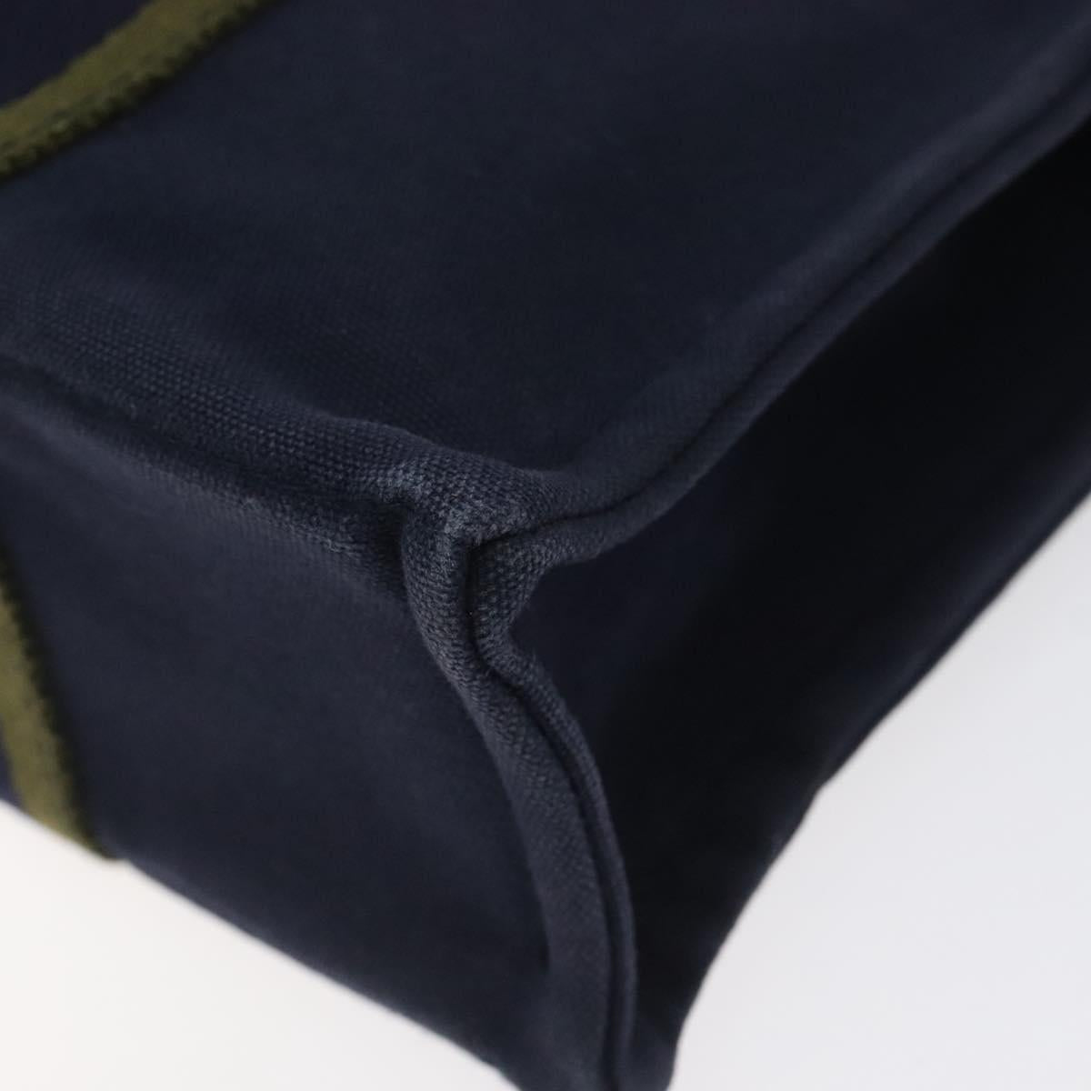 HERMES Fourre Tout PM Hand Bag Canvas Navy Green Silver Auth sw656