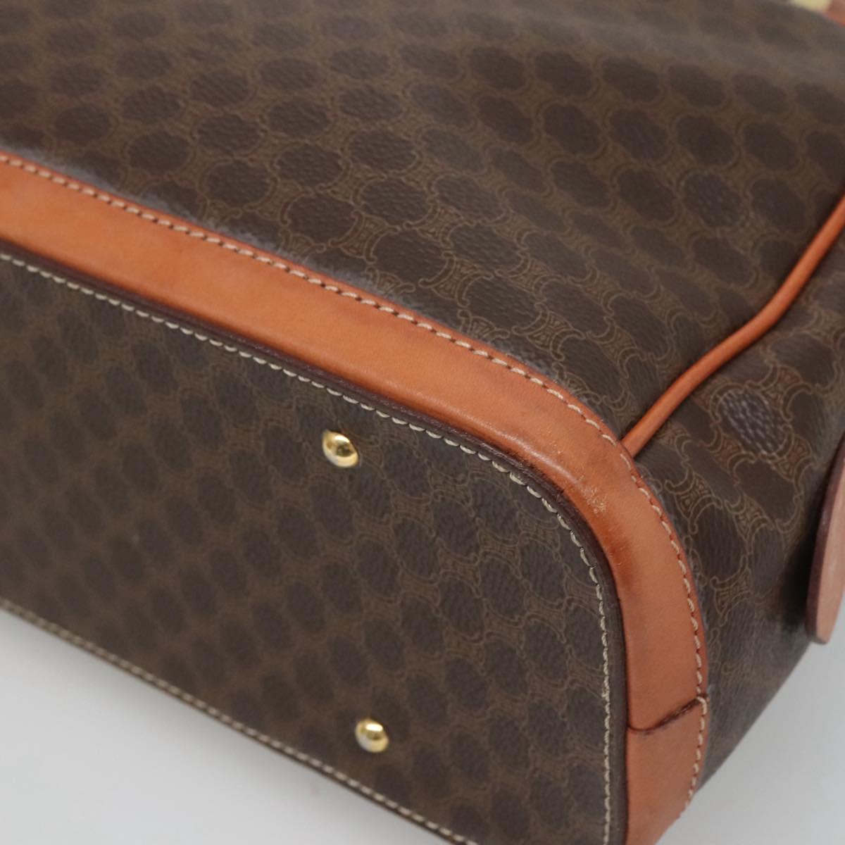 CELINE Macadam Canvas Hand Bag PVC Leather Brown Gold Auth sw658