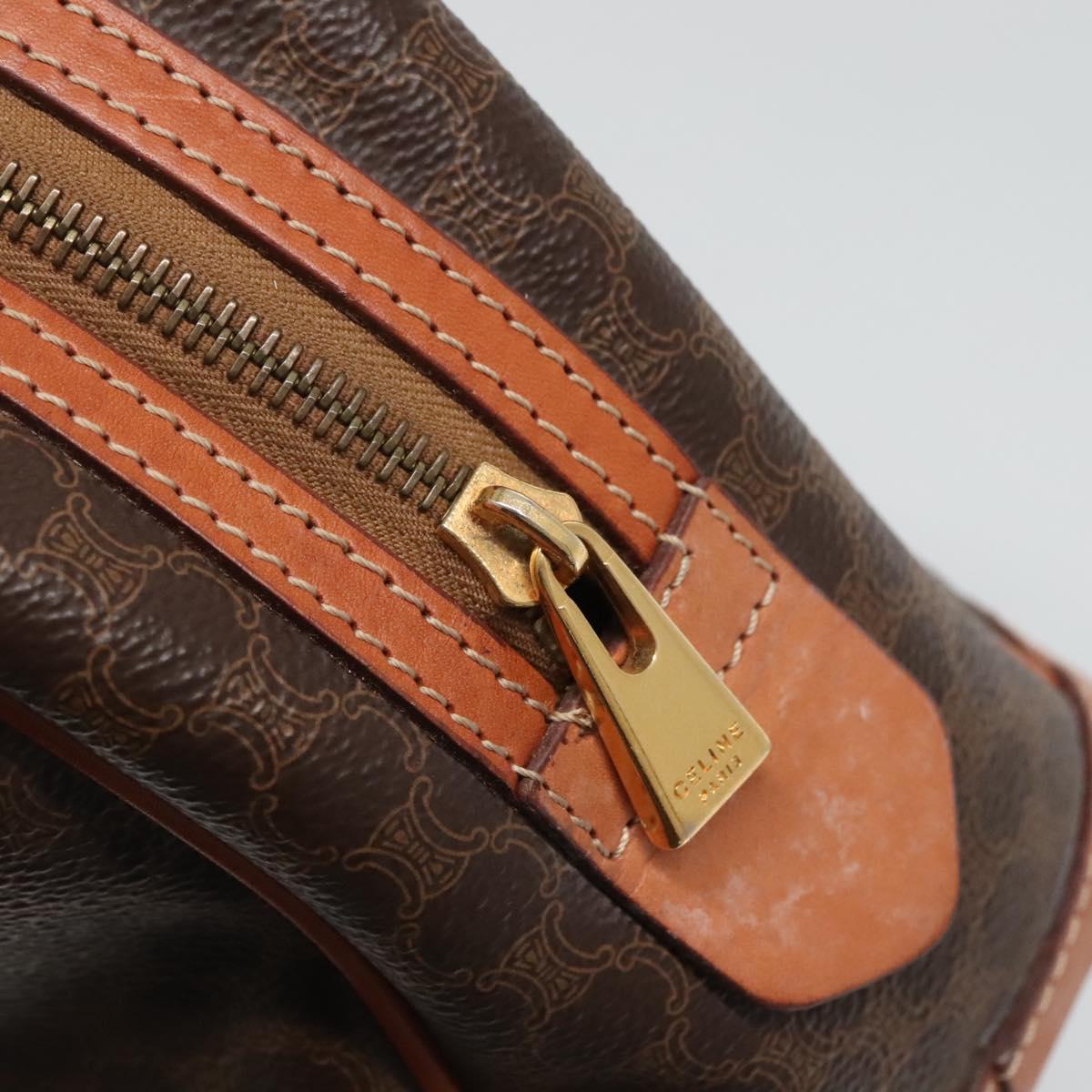CELINE Macadam Canvas Hand Bag PVC Leather Brown Gold Auth sw658