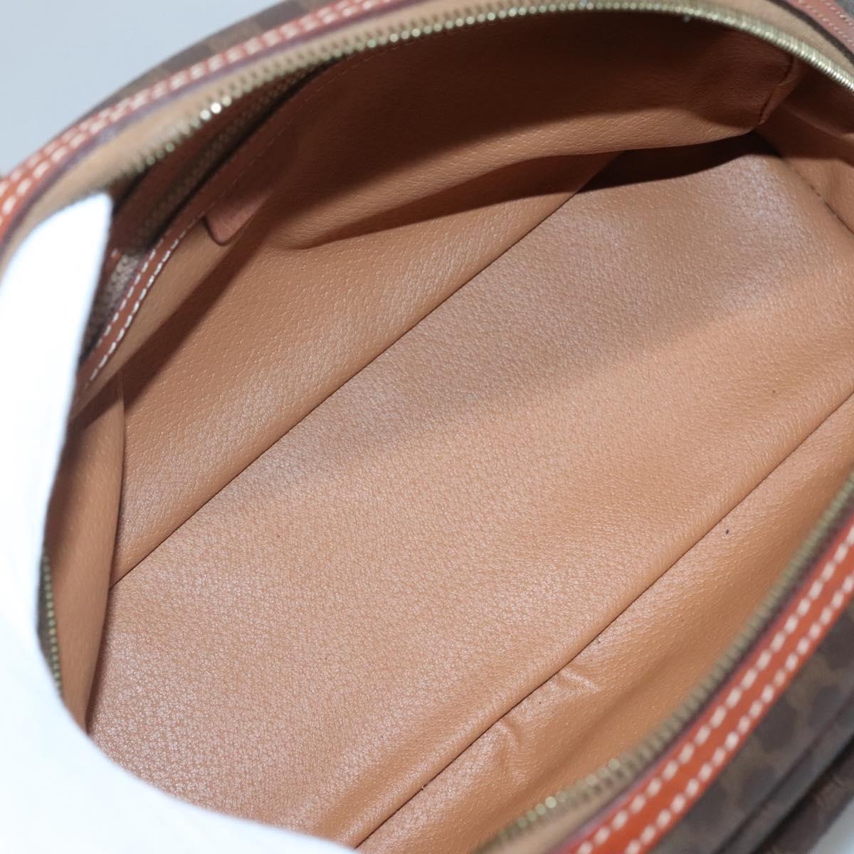 CELINE Macadam Canvas Hand Bag PVC Leather Brown Gold Auth sw658