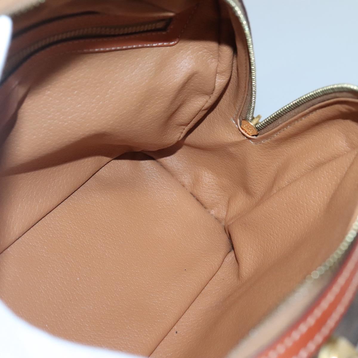 CELINE Macadam Canvas Hand Bag PVC Leather Brown Gold Auth sw658