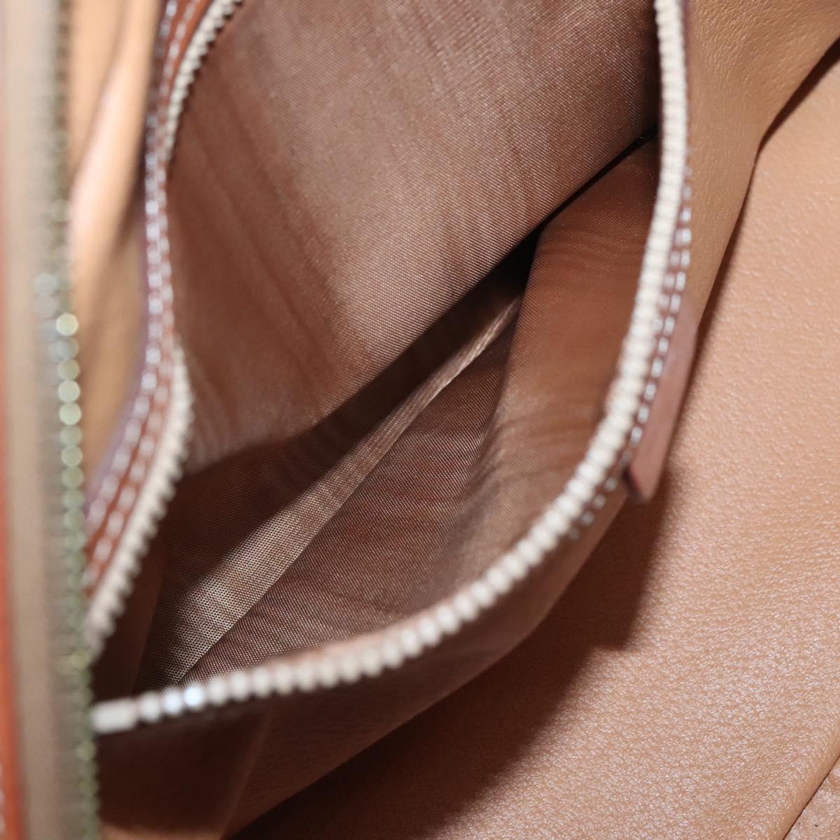 CELINE Macadam Canvas Hand Bag PVC Leather Brown Gold Auth sw658