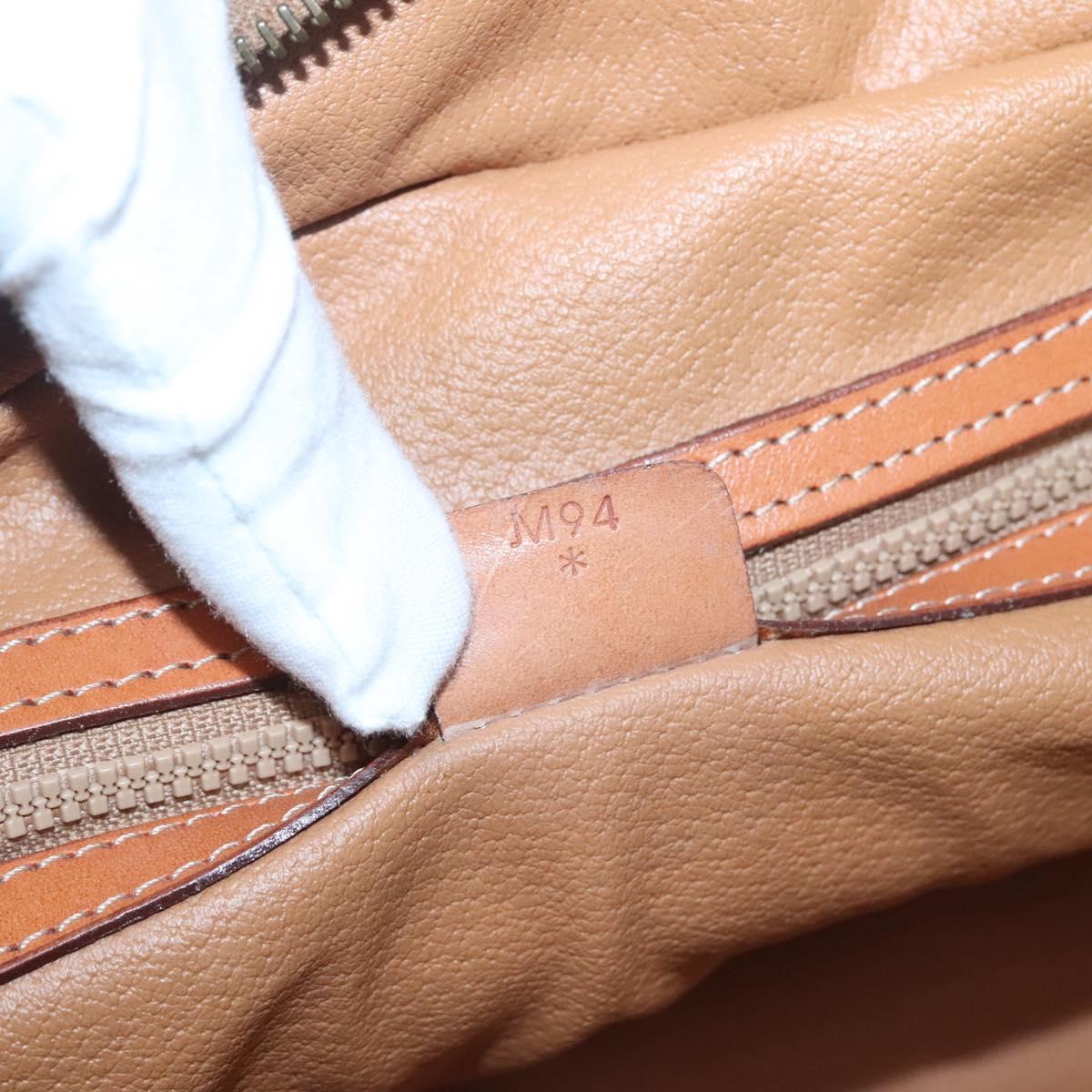 CELINE Macadam Canvas Hand Bag PVC Leather Brown Gold Auth sw658