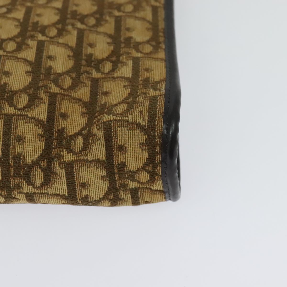 Christian Dior Trotter Canvas Shoulder Bag Brown Gold Auth sw662