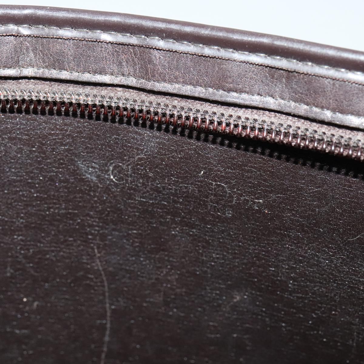 Christian Dior Trotter Canvas Shoulder Bag Brown Gold Auth sw662