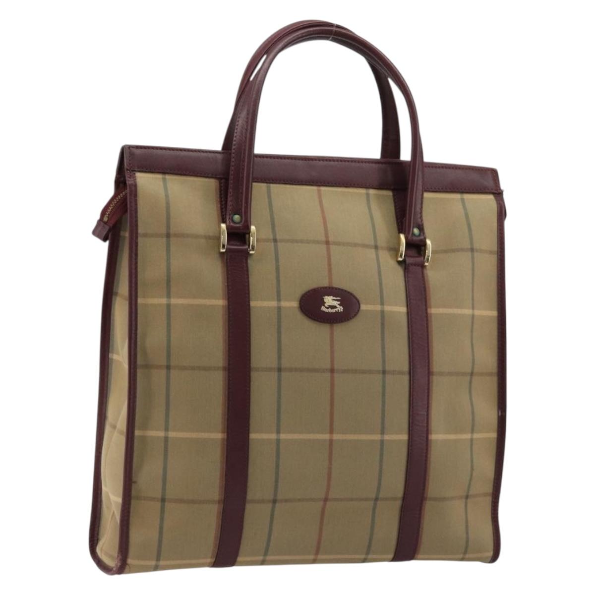 Burberrys Nova Check Tote Bag Canvas Beige Gold Auth sw663