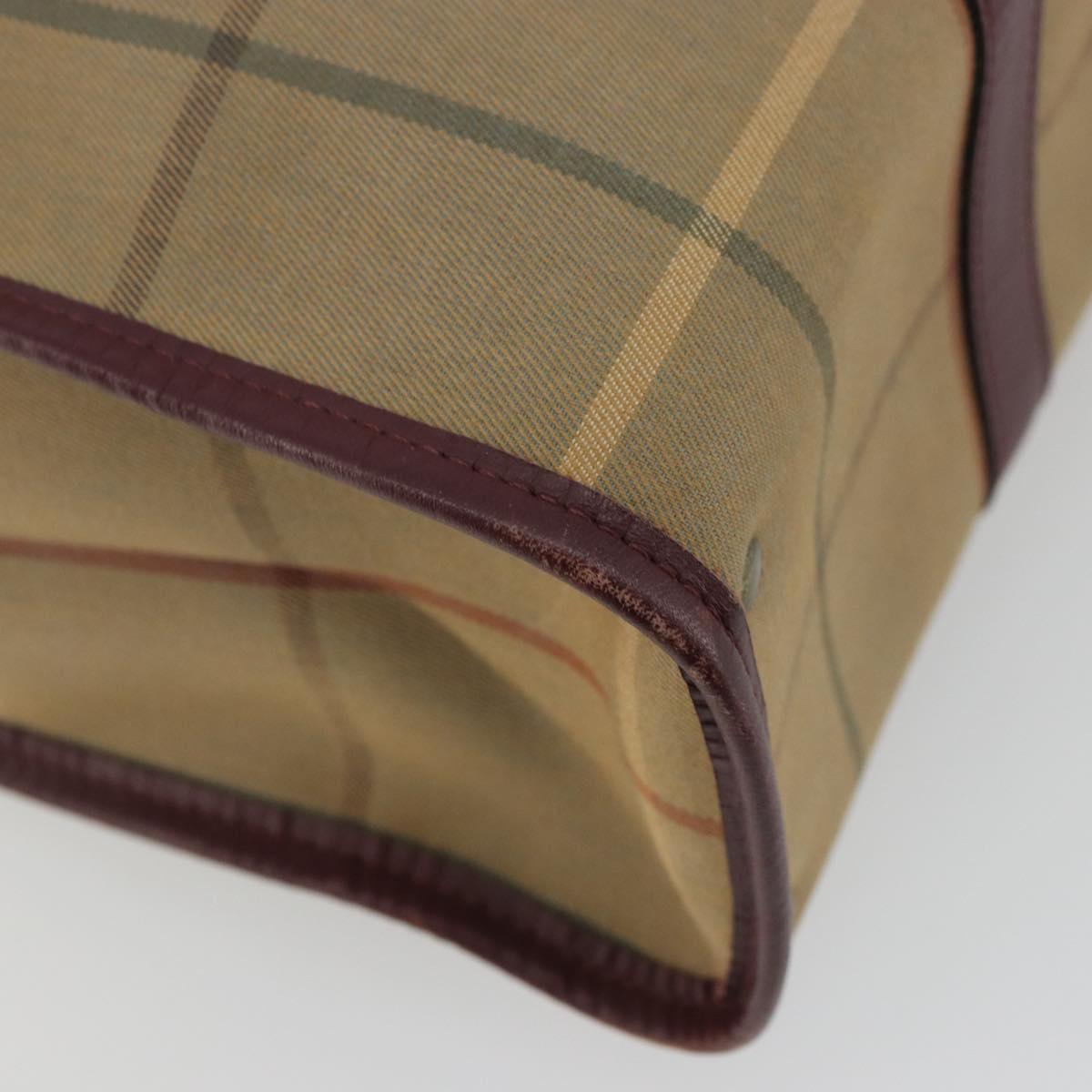 Burberrys Nova Check Tote Bag Canvas Beige Gold Auth sw663