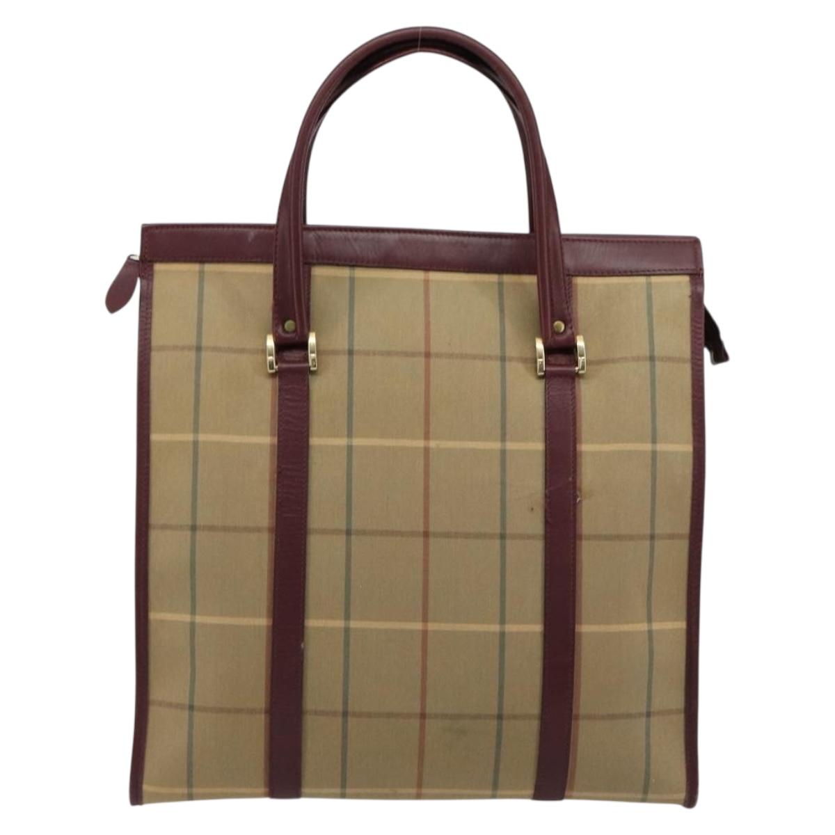 Burberrys Nova Check Tote Bag Canvas Beige Gold Auth sw663