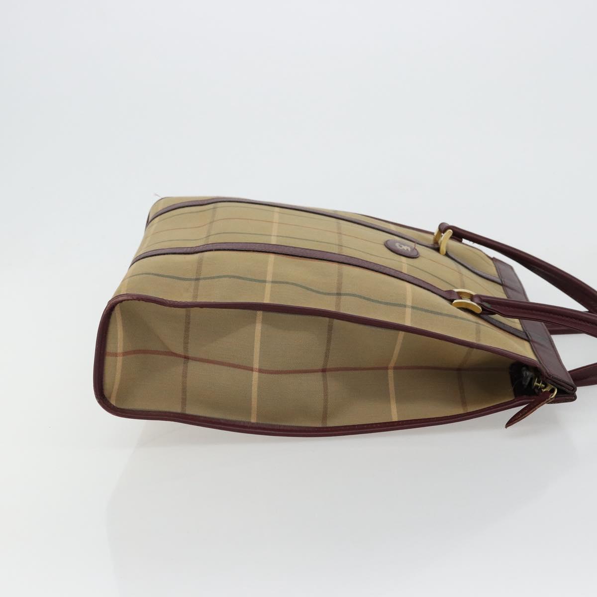 Burberrys Nova Check Tote Bag Canvas Beige Gold Auth sw663