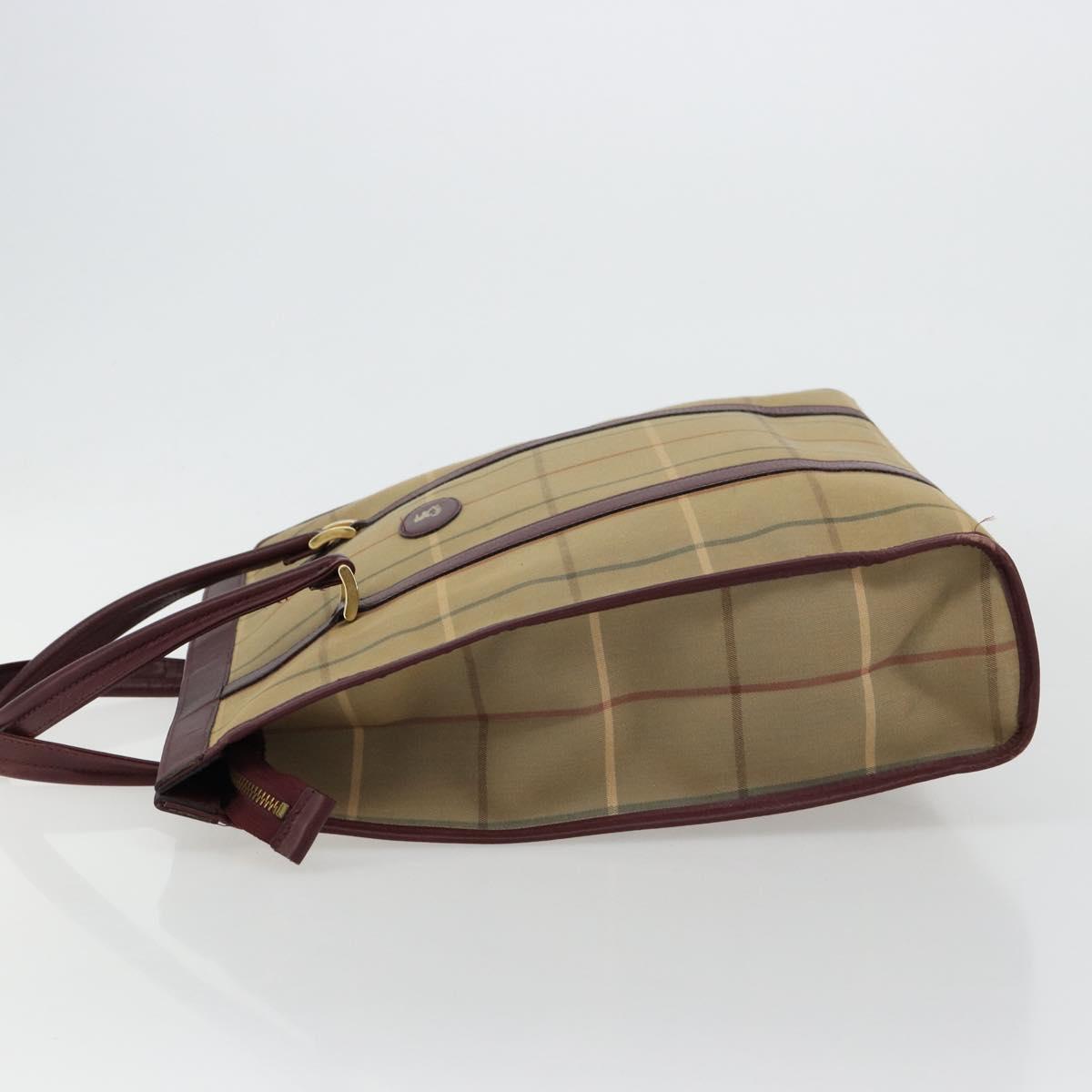 Burberrys Nova Check Tote Bag Canvas Beige Gold Auth sw663