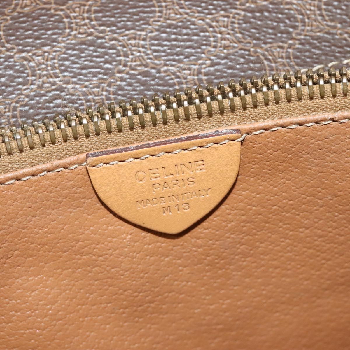 CELINE Macadam Canvas Shoulder Bag PVC Leather Brown Gold Auth sw675