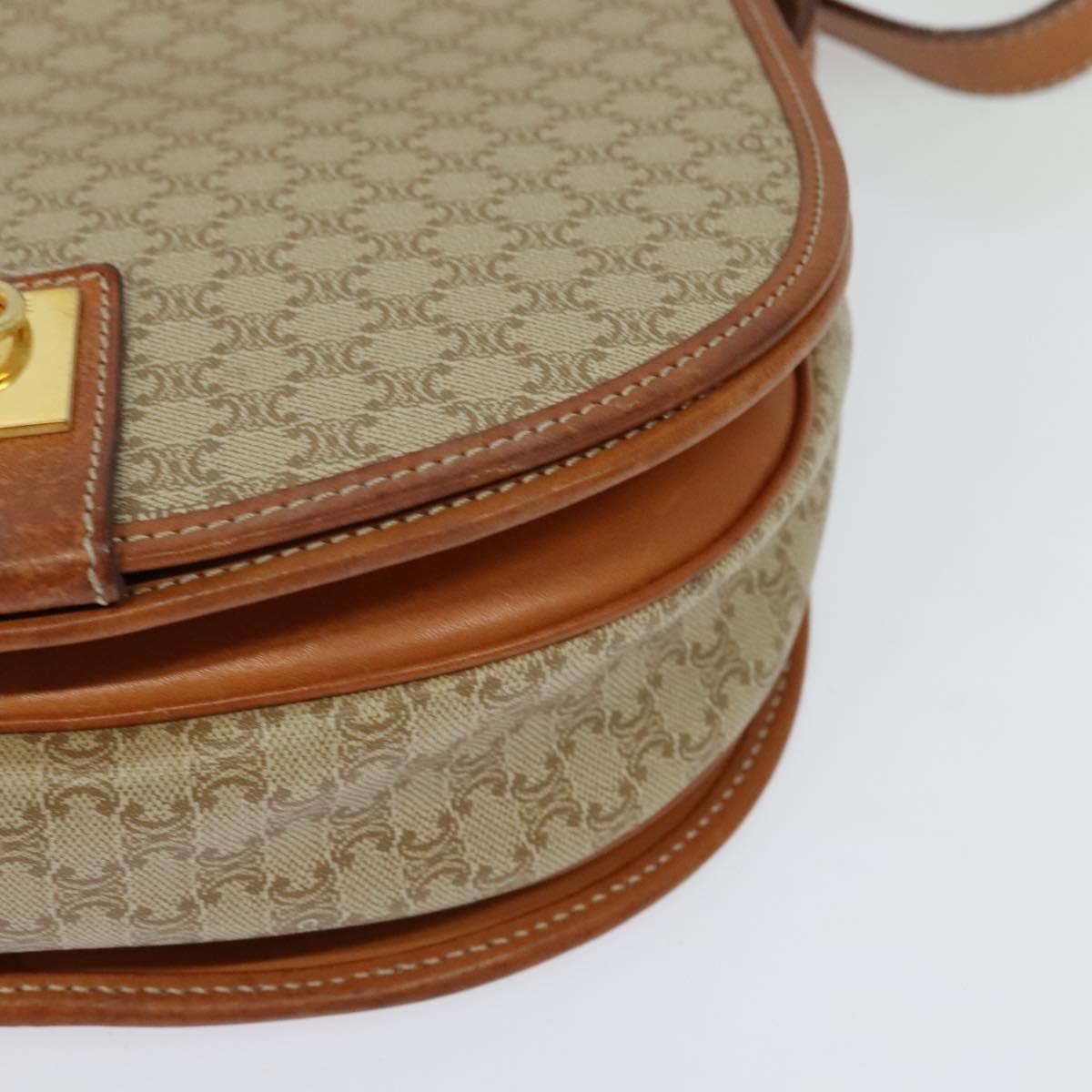 CELINE Shoulder Bag PVC Beige Gold Auth sw676