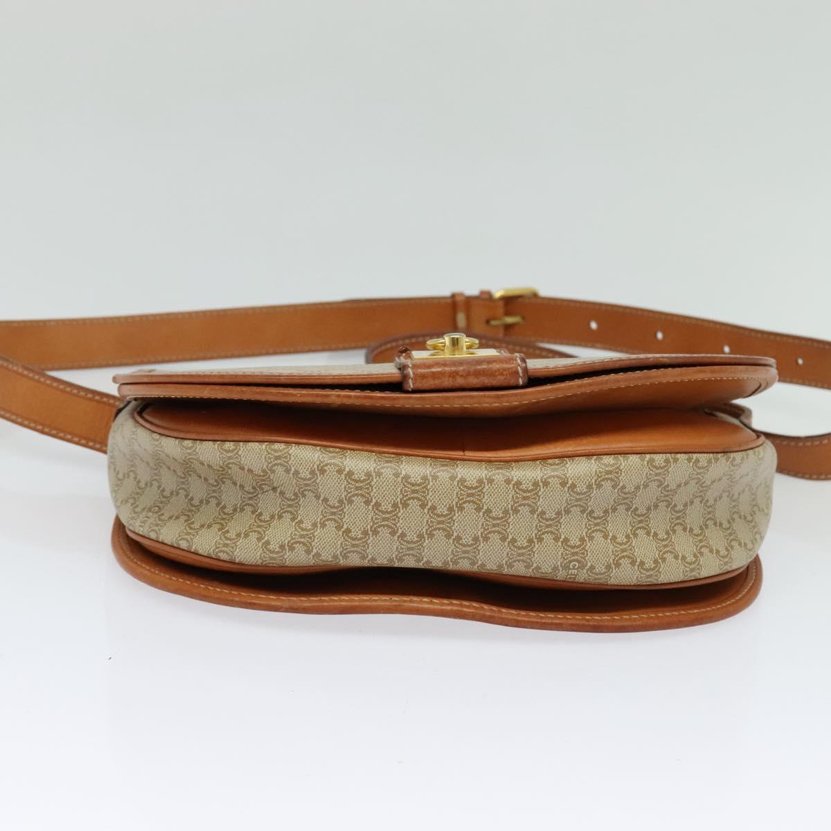 CELINE Shoulder Bag PVC Beige Gold Auth sw676