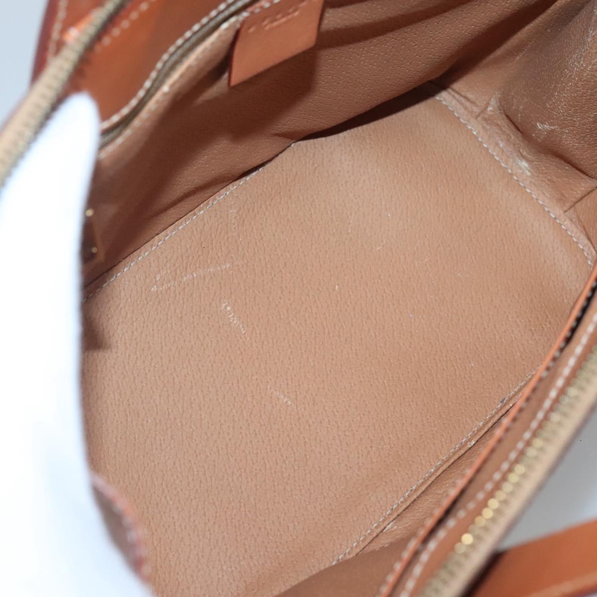 CELINE Macadam Canvas Hand Bag PVC Leather Brown Gold Auth sw677