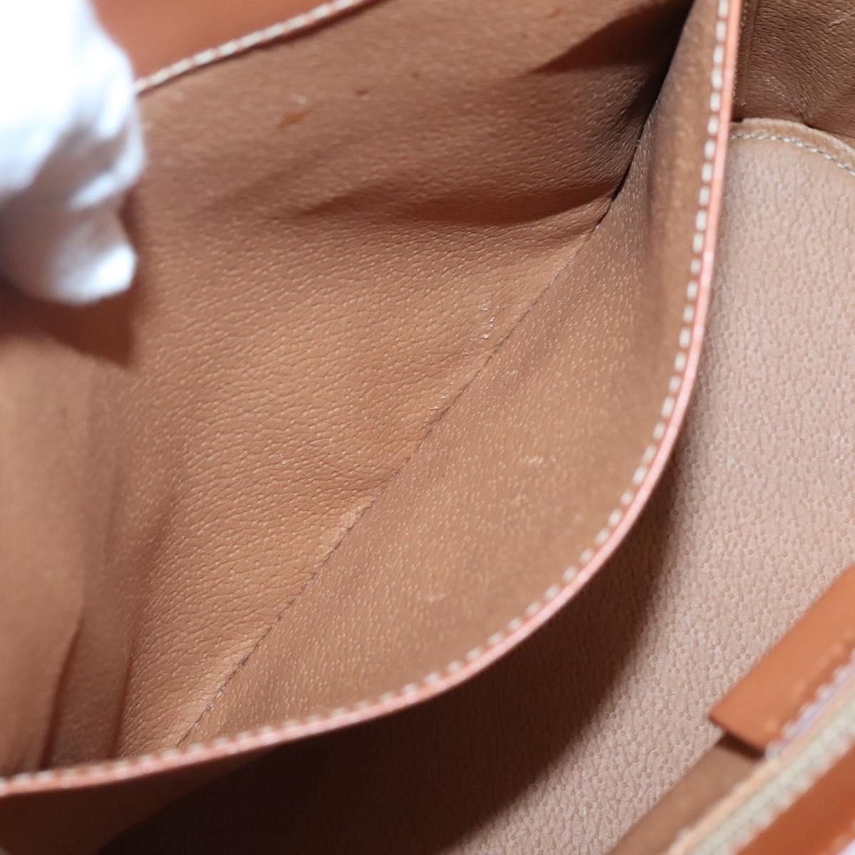 CELINE Macadam Canvas Hand Bag PVC Leather Brown Gold Auth sw677